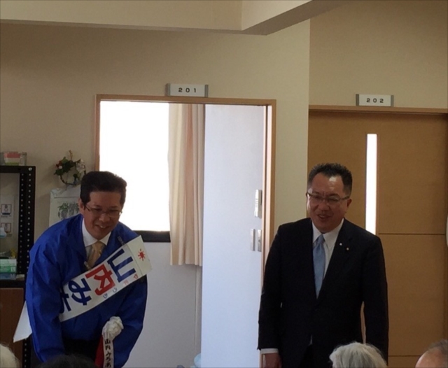 三重県議選四日市市選挙区・公明党新人・山内みちあき候補の応援に、衆議院議員中川康洋